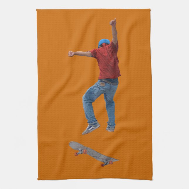 Skateboarder Get Some Air Action Street Kulcha Art Towel (Vertical)