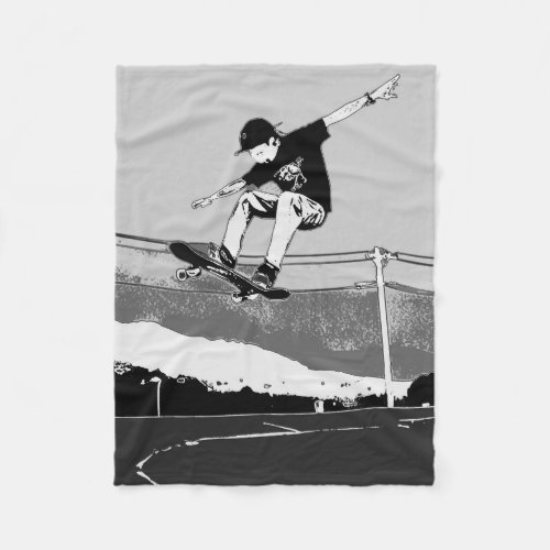 Skateboarder Getting Air _ Skateboarder Design Fleece Blanket