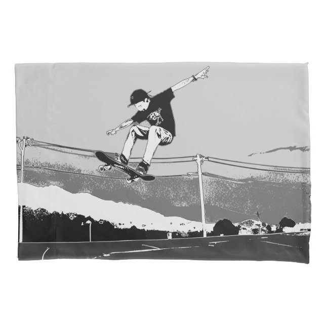 Skateboarder Getting Air - Skateboarder Design Pillow Case (Front)