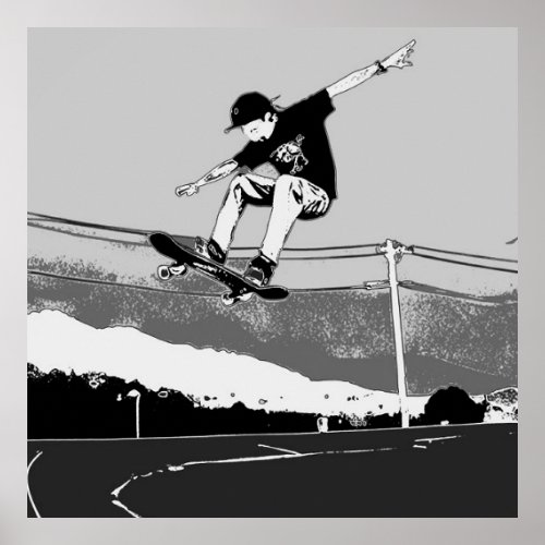 Skateboarder Getting Air _ Skateboarder Design Poster