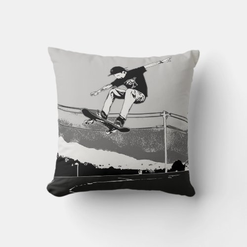 Skateboarder Getting Air _ Skateboarder Design Throw Pillow