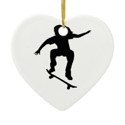 Skateboarder girl ceramic ornament