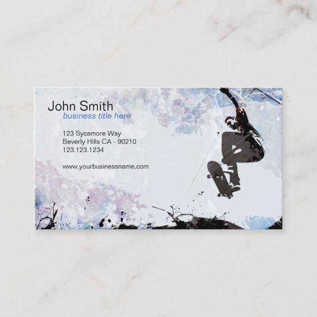 Skateboarder Grunge Business Card (Front)