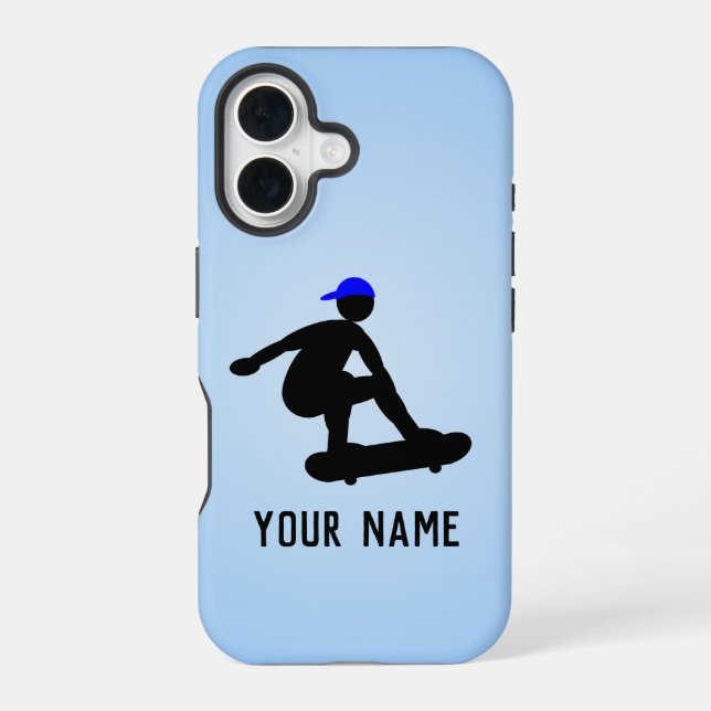 Skateboarder guy doing Tricks - cool blue custom Iphone Case (Back)