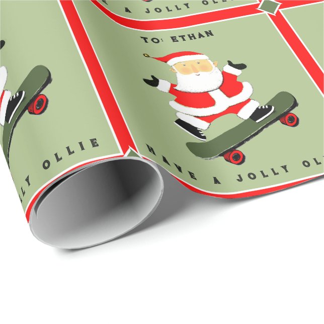 Skateboarder Holiday Gift Wrapping Paper (Roll Corner)