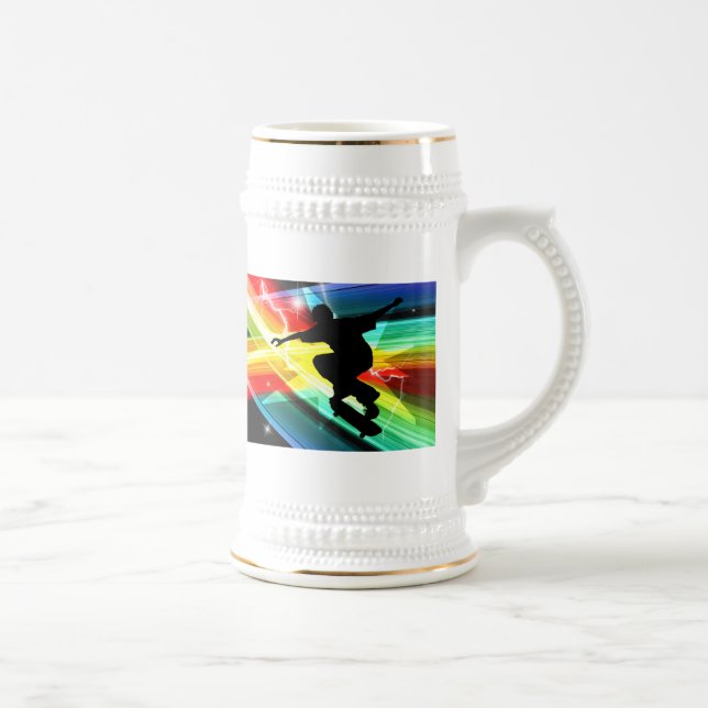 Skateboarder in Criss Cross Lightning Beer Stein (Right)