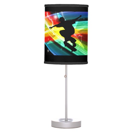Skateboarder in Criss Cross Lightning Table Lamp (Front)
