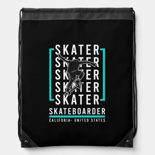 skateboarder of die design drawstring bag
