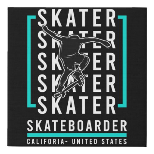skateboarder of die design faux canvas print