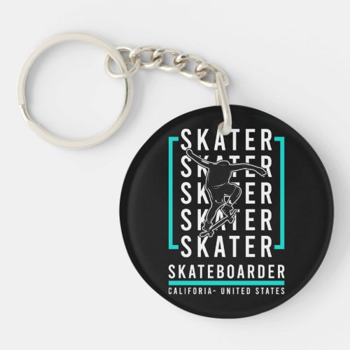 skateboarder of die design keychain