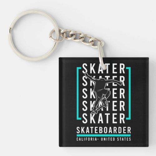 skateboarder of die design keychain