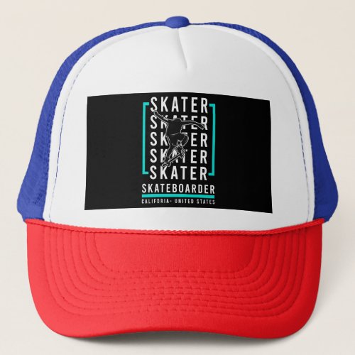 skateboarder of die design trucker hat