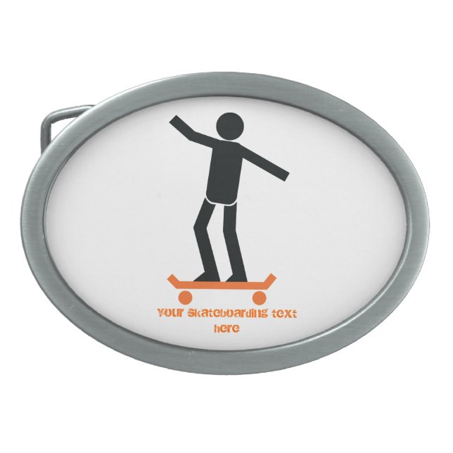 Skateboarder on his skateboard custom belt buckle (Front)