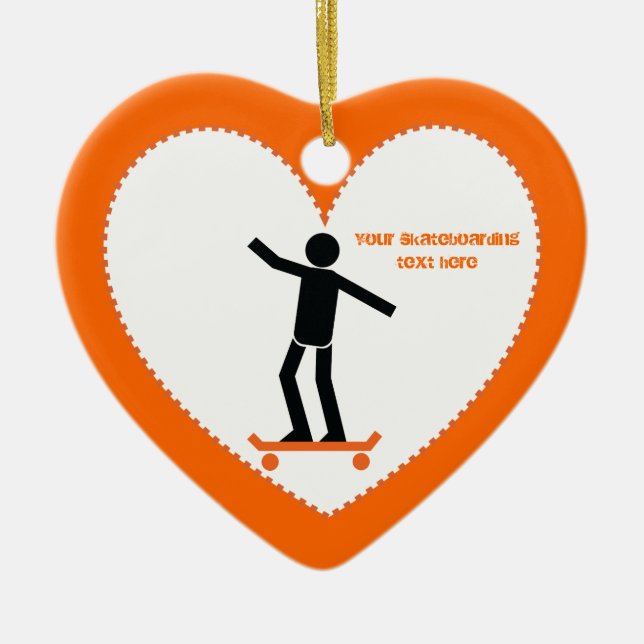 Skateboarder on his skateboard custom ceramic ornament (Front)