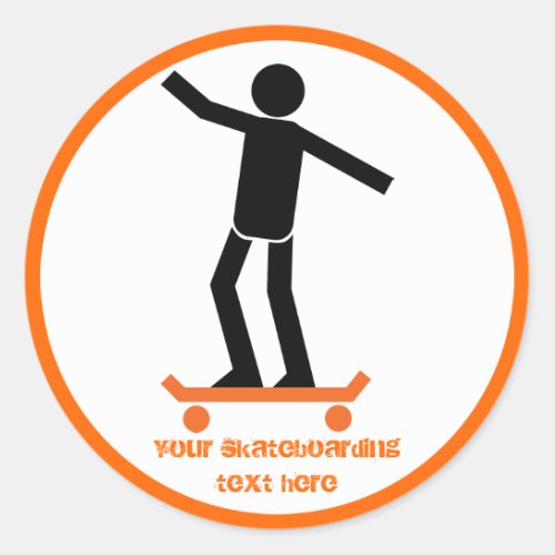 Skateboarder on his skateboard custom classic round sticker