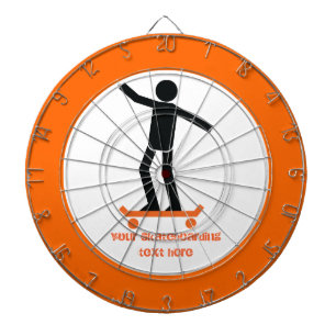 Skateboarder on his skateboard custom dart board