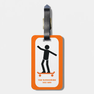 Skateboarder on his skateboard custom luggage tag