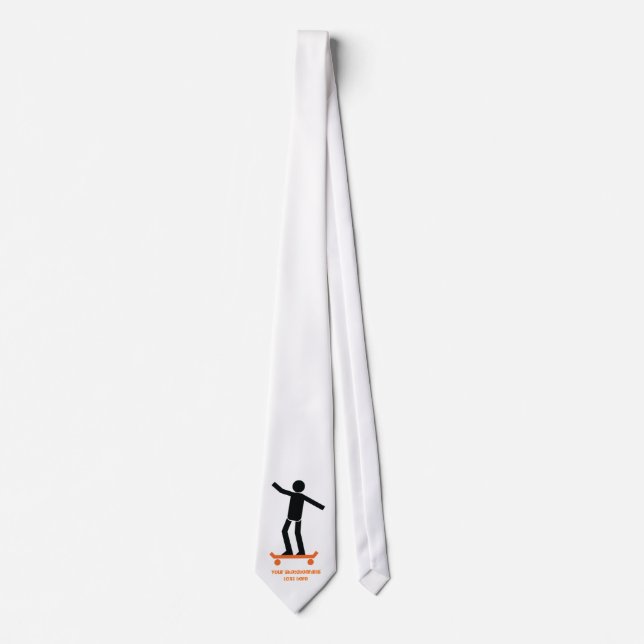 Skateboarder on his skateboard custom neck tie (Front)