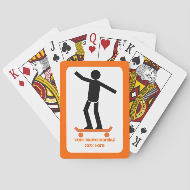 Skateboarder on his skateboard custom poker cards (Back)