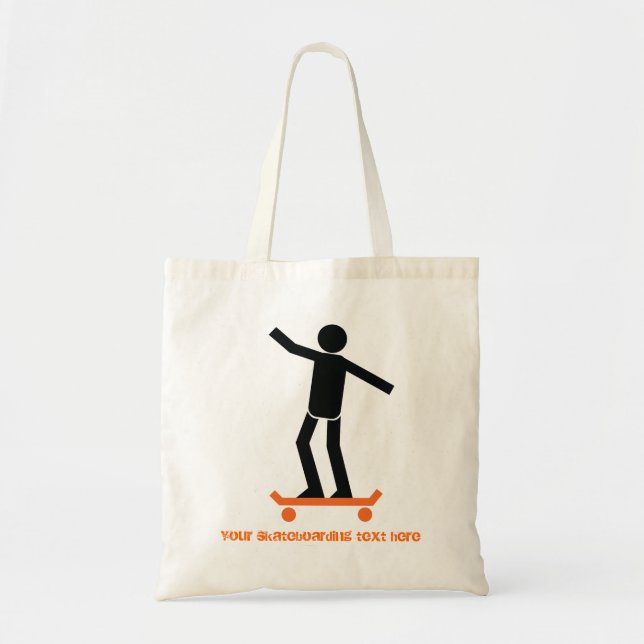 Skateboarder on his skateboard custom tote bag (Front)