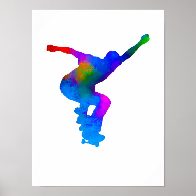 Skateboarder Paint Splash Poster (Front)