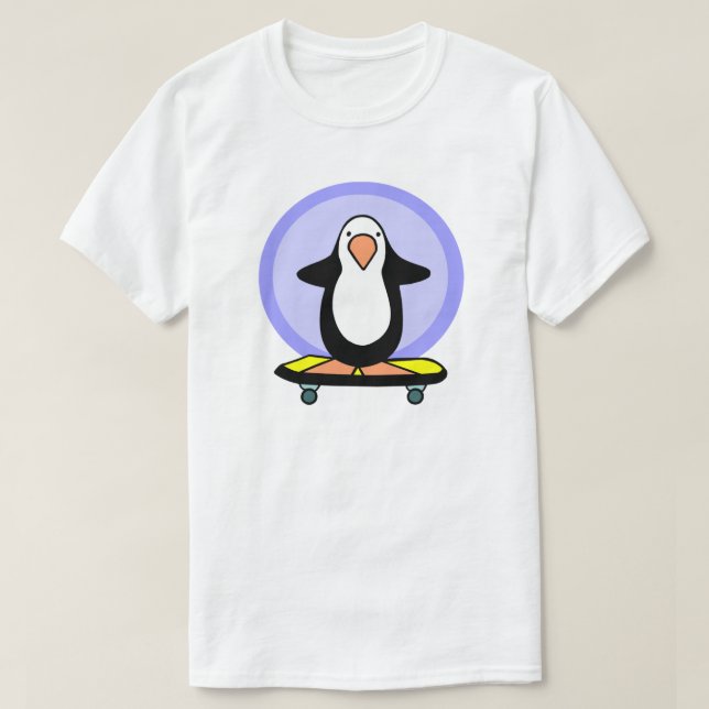 Skateboarder Penguin Skateboarding Fun Skateboard T-Shirt (Design Front)