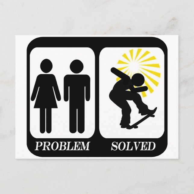 SKATEBOARDER  PROBLEM SOLVED POSTCARD (Front)