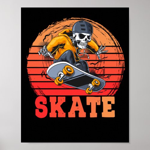 Skateboarder Retro Vintage Skateboarding Poster