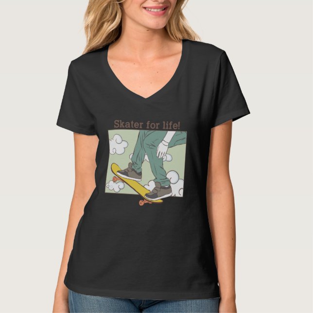 Skateboarder Shirt Skater For Life Skateboarding (Front)