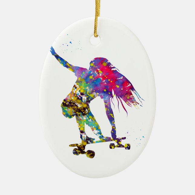 Skateboarder, Skateboard Ceramic Ornament (Front)