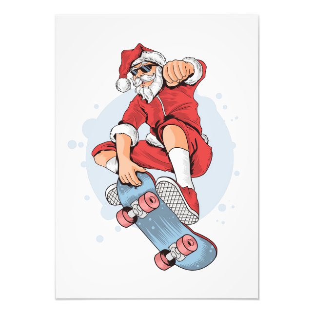 Skateboarder Skateboard Snowman Photo Print (Front)