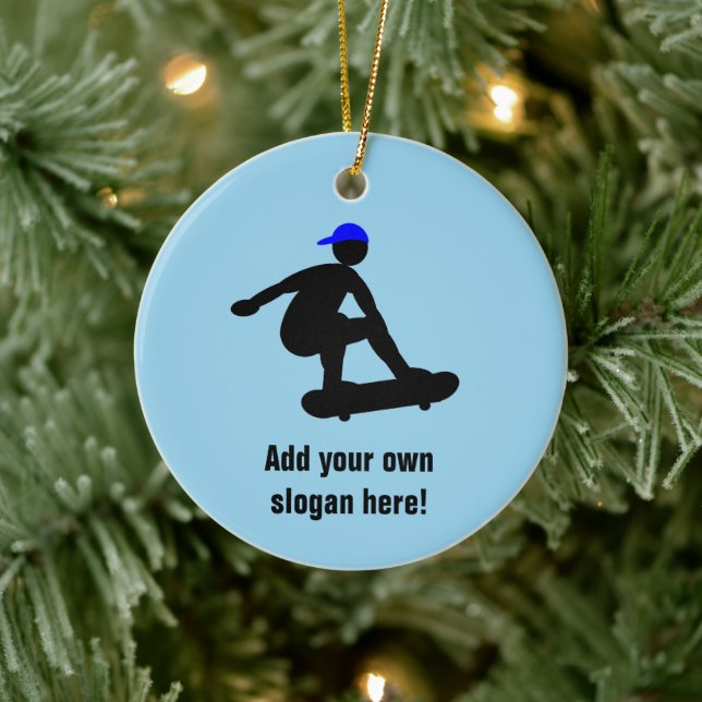 Skateboarder - Skater Boy graphic - add a name to  Ceramic Ornament (Tree)