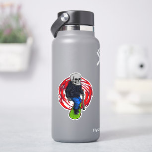 Skateboarder Skull 4" Kiss Cut Vinyl Sticker