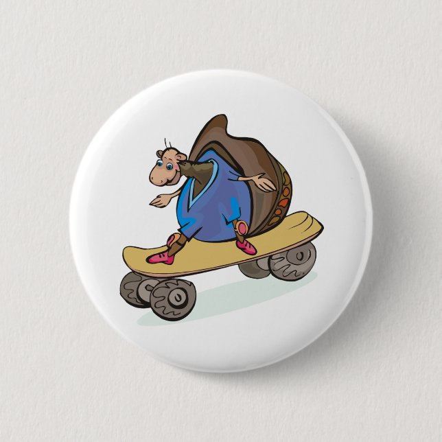 Skateboarder Snail Skateboarding Fun Skateboard Button (Front)