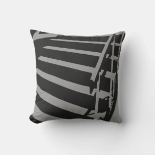 Skateboarder Trick Down Stair Six Black & Grey Throw Pillow