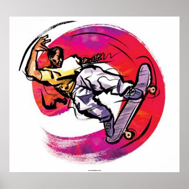 Skateboarder with Colorful Background Poster (Front)
