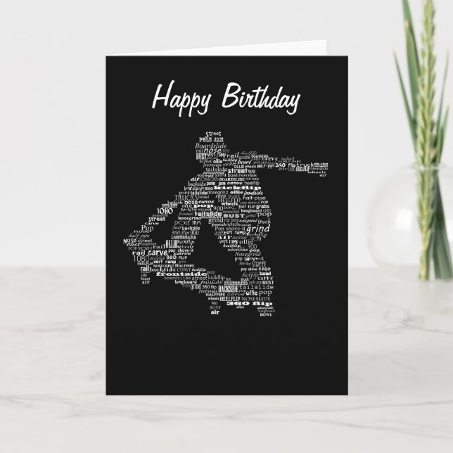 Skateboarder word collage greeting card (Front)