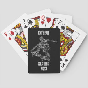 Skateboarder word collage playing cards