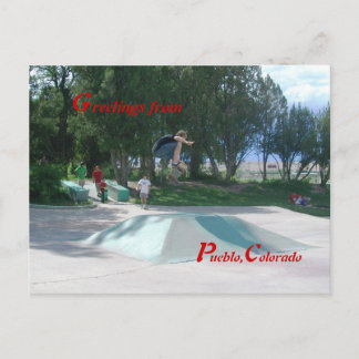 Skateboarders City Park Pueblo, Colorado Postcard