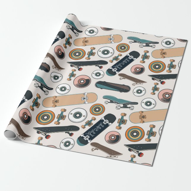 Skateboarders Parts Wrapping Paper (Unrolled)