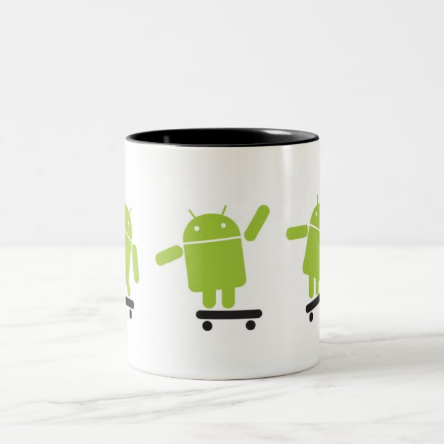 Skateboarding Android Two-Tone Coffee Mug (Center)