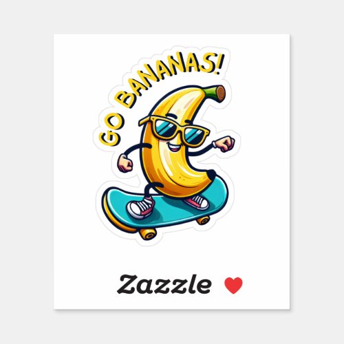 Skateboarding Banana Fun Sticker