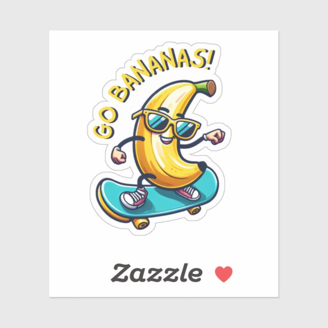 Skateboarding Banana Fun Sticker (Sheet)