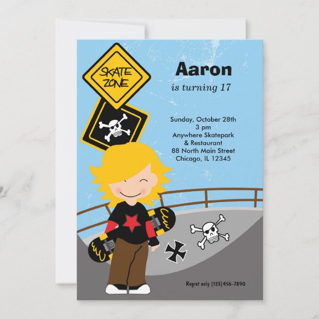 Skateboarding Birthday Invitation (Front)