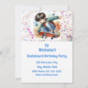 Skateboarding Birthday Party Invitation