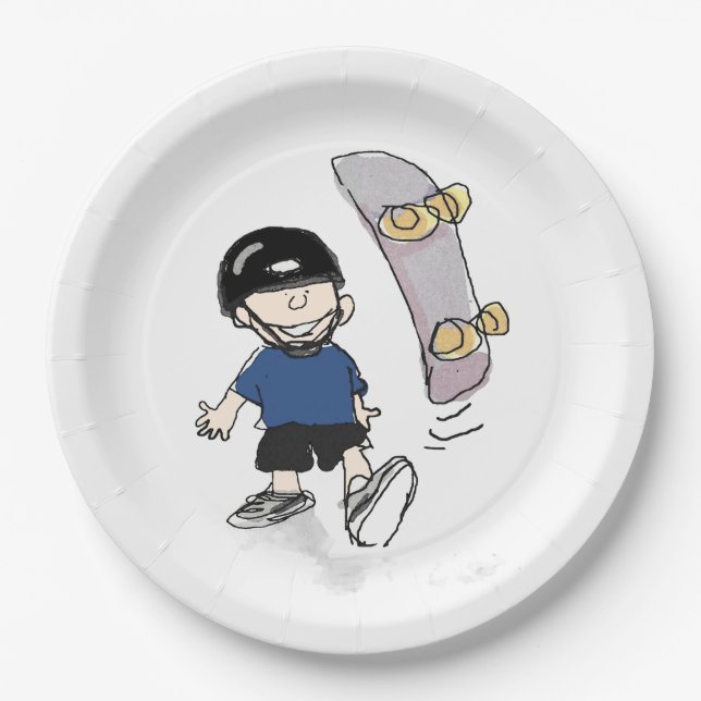 Skateboarding Birthday Party Paper Plates (Front)