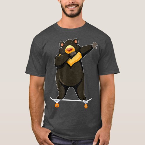 Skateboarding Black Bear on Skateboard Gift for T_Shirt