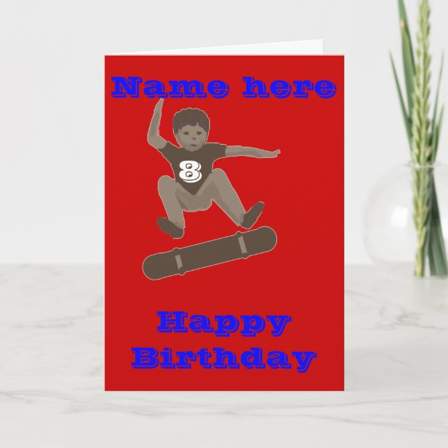 Skateboarding Boy Heel Flipping Birthday card (Front)
