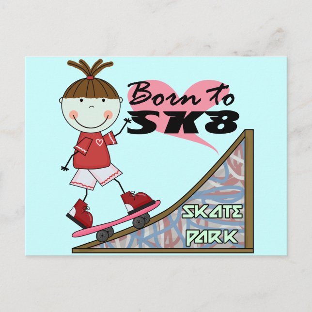 SKATEBOARDING - Brunette Girl Tshirts and Gifts Postcard (Front)