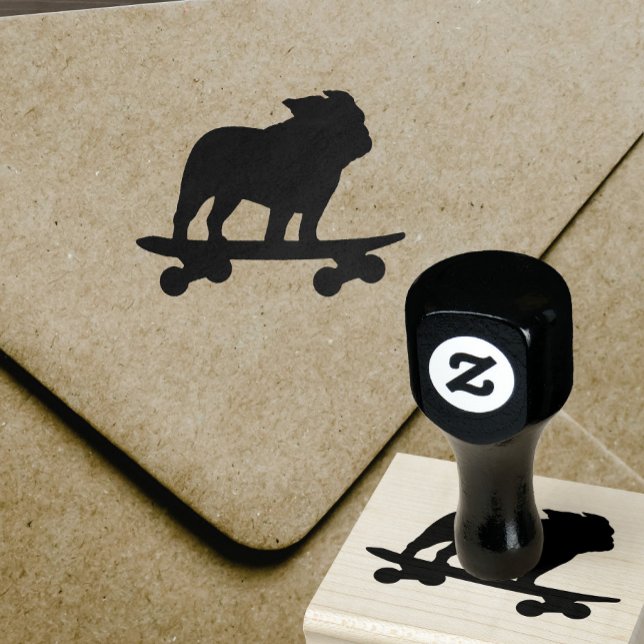 Skateboarding Bulldog Silhouette | Cool Dog Rubber Stamp (Creator Uploaded)